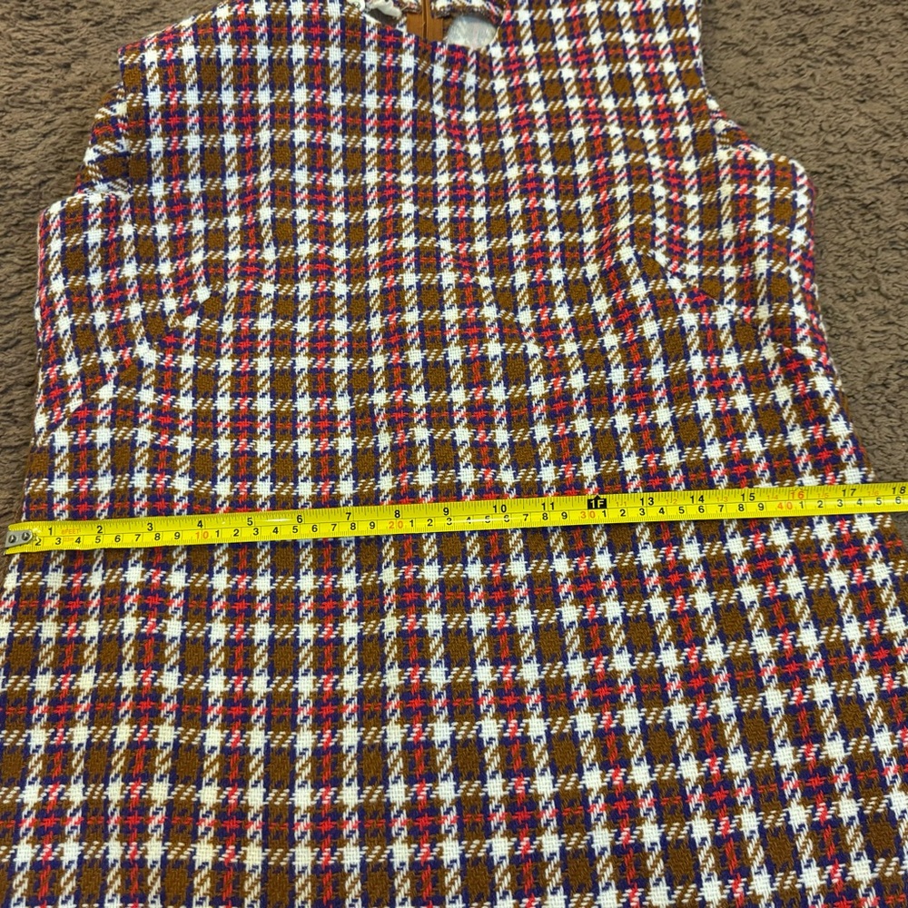 Vintage Johnny Appleseeds Plaid Wool? Midi Dress Red Brown M 8 10 50s 60s - Picture 8 of 9